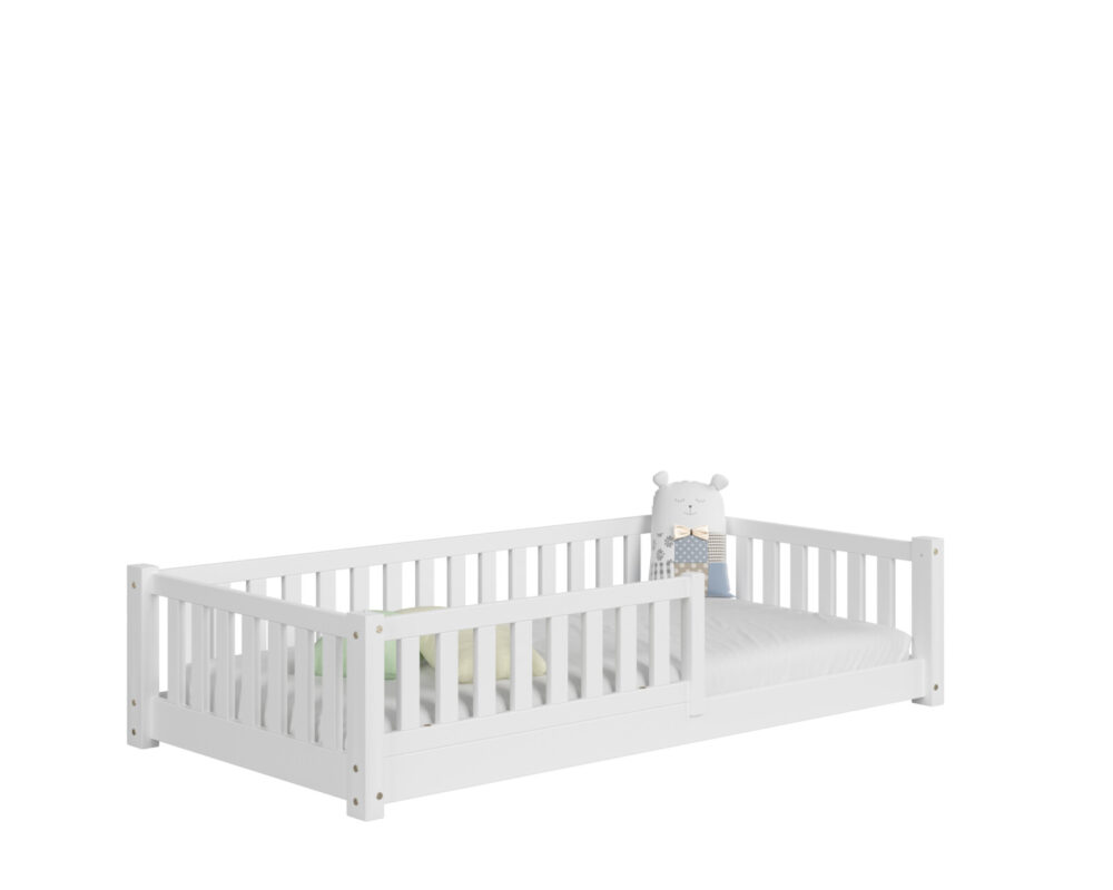 Kinderbett ABETE mini Größe: 90×190 Farbe: Weiß Barriere:1/2  (Schnellversand)