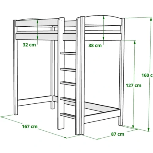 Etagenbett für Kinder LUNA 160cm