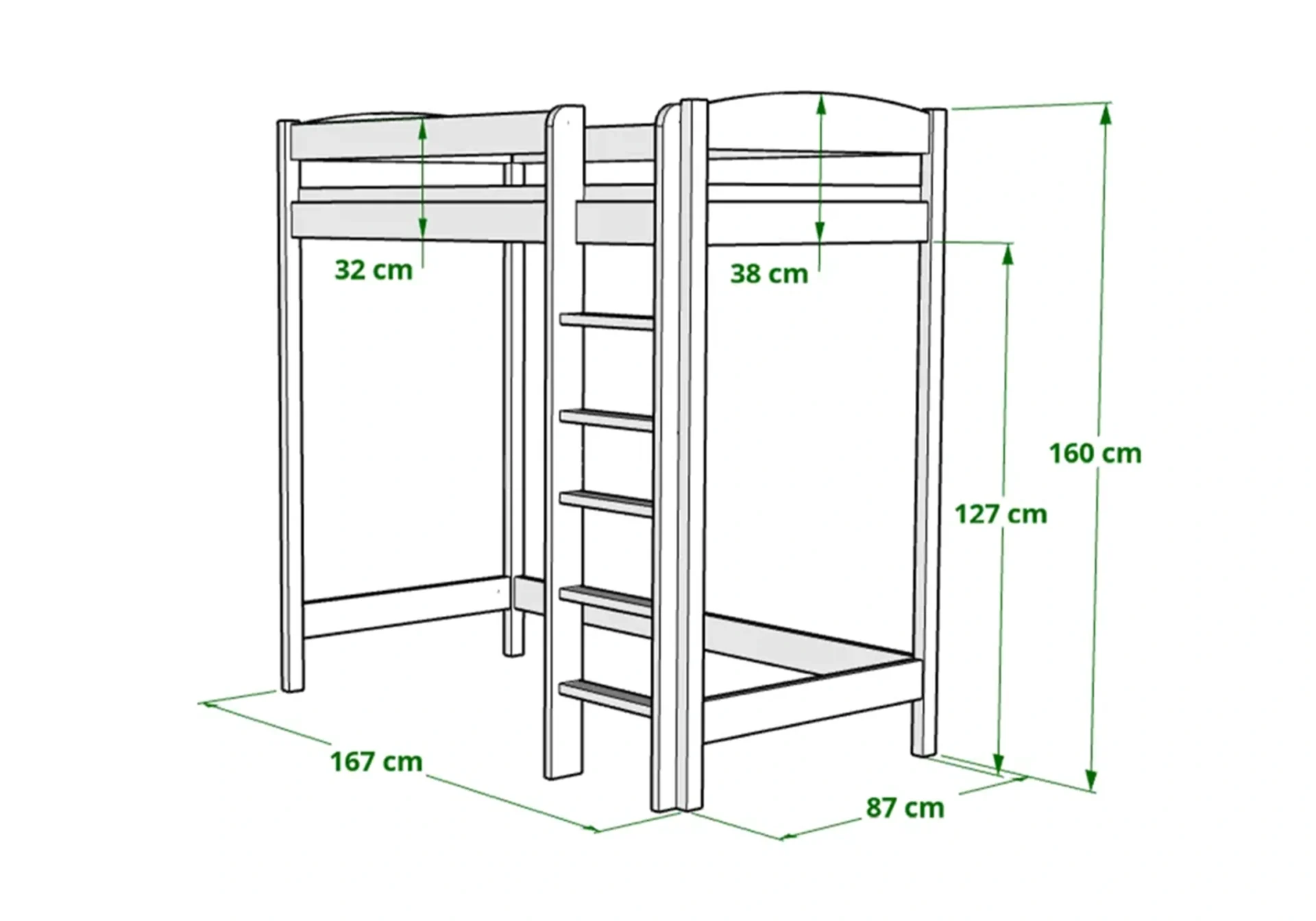 Etagenbett für Kinder AVELA 160cm