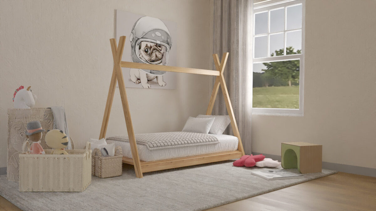 Tipi-Bett aus Kiefernholz