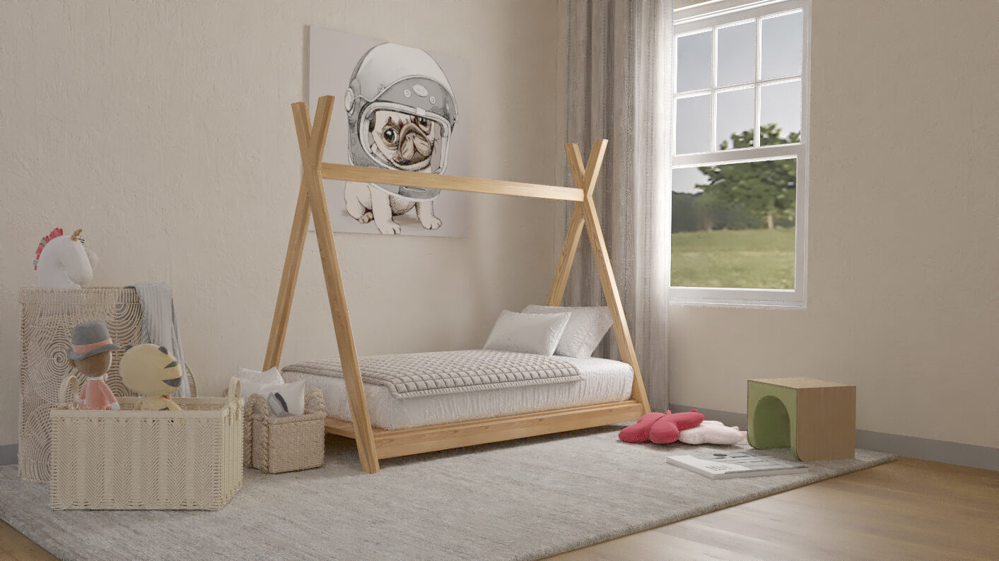 Tipi-Bett aus Kiefernholz