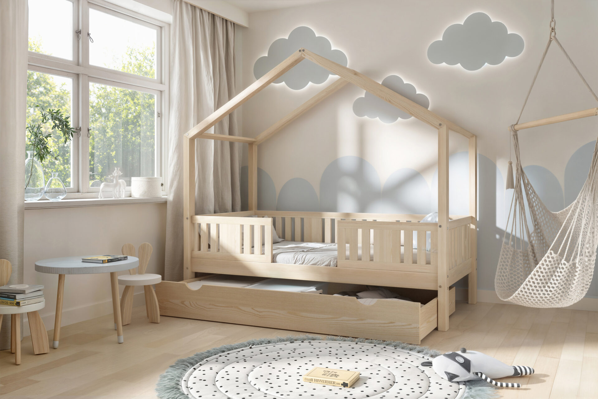 Kinderbett LUNETTA mit Schublade