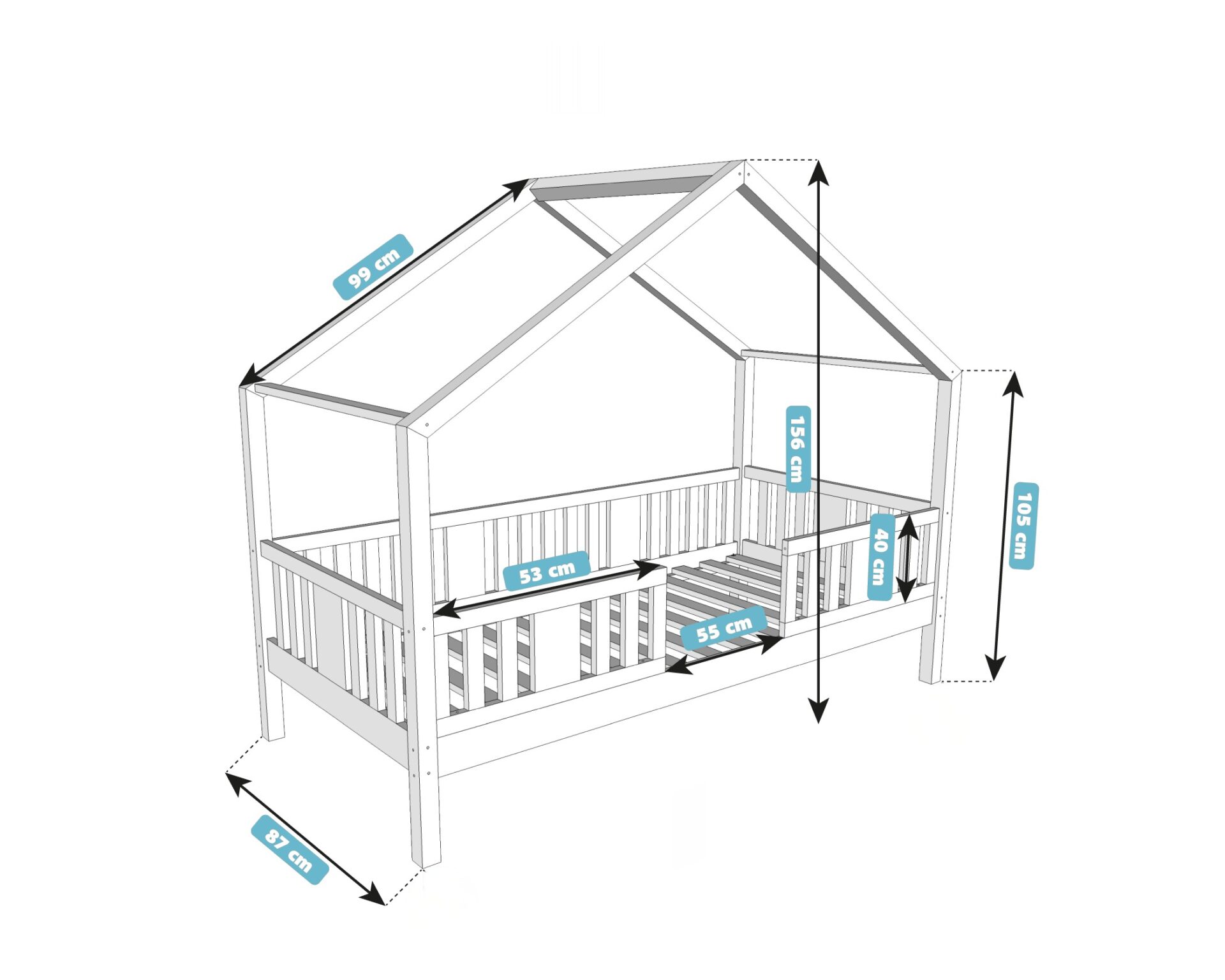 Kinderbett LUNETTA 90x200 natural (Schneller Versand)