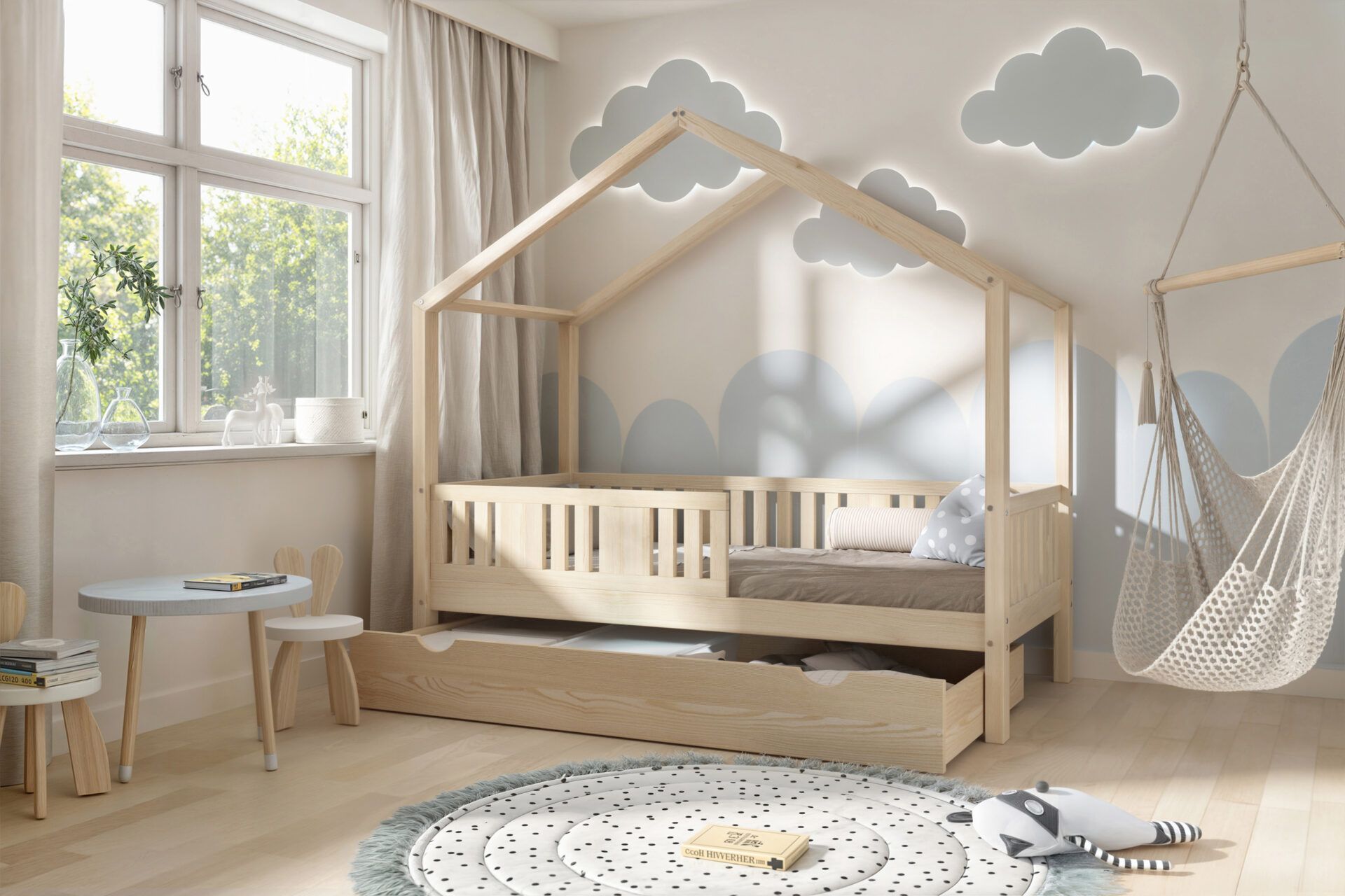 Kinderbett LUNETTA mit Schublade