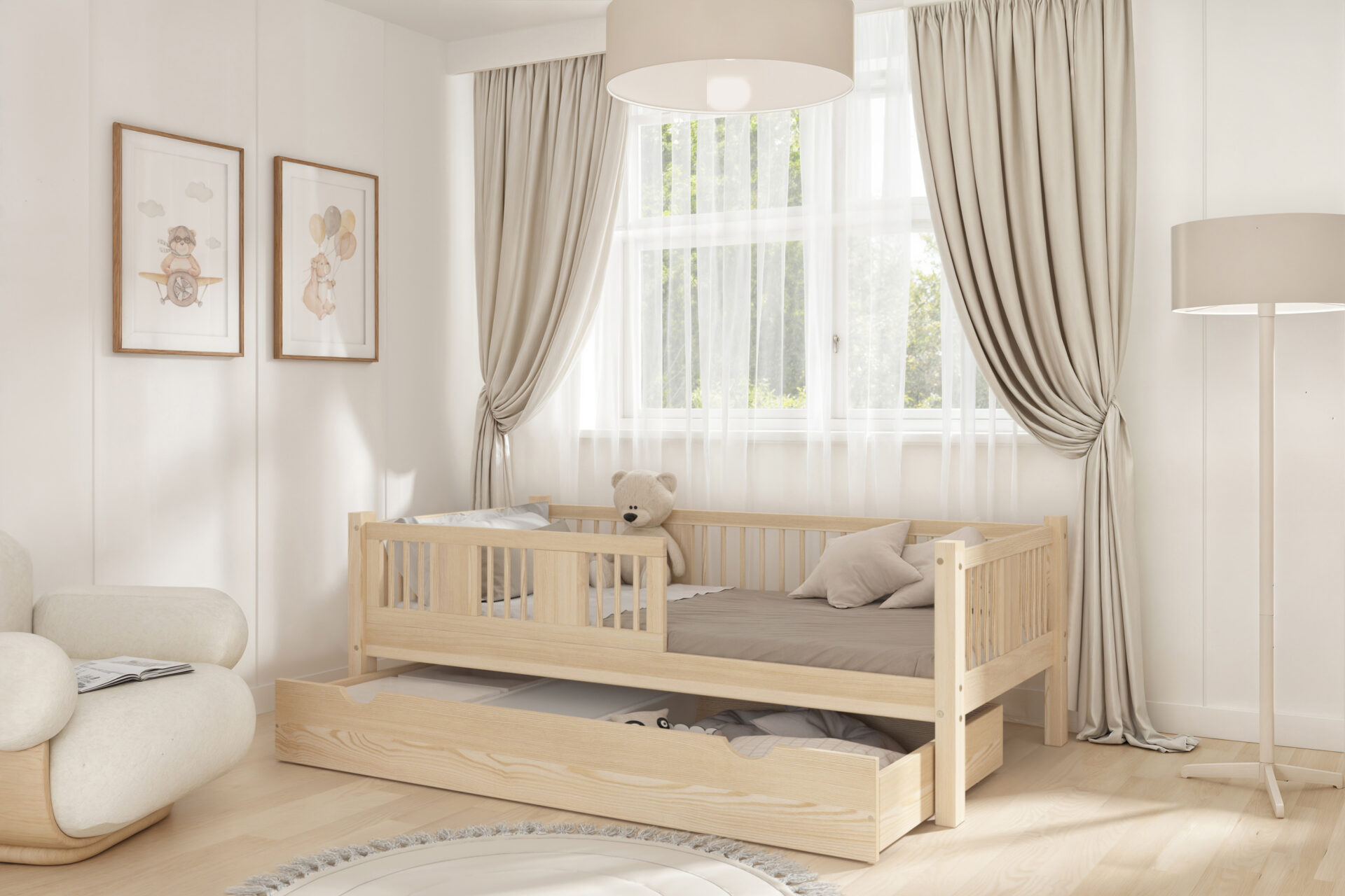 Kinderbett LUNA mit Schublade