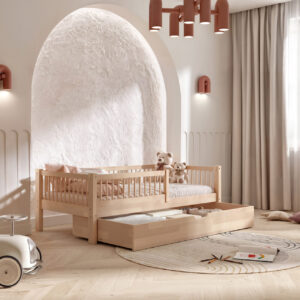 Kinderbett LEGGIO aus Buchenholz mit Schublade