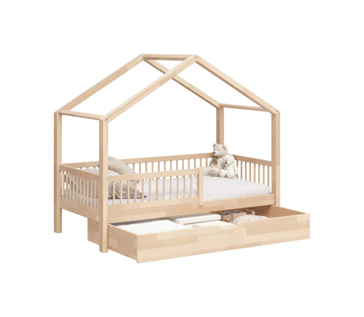 buk_05 Kinderbett CASAGGIO aus Buchenholz mit Schublade
