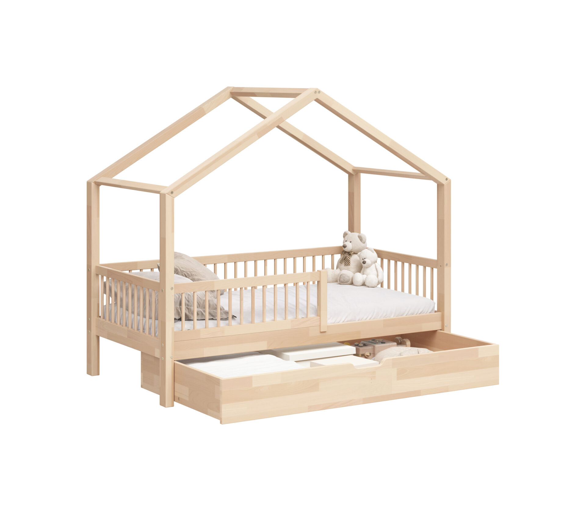 buk_05 Kinderbett CASAGGIO aus Buchenholz mit Schublade