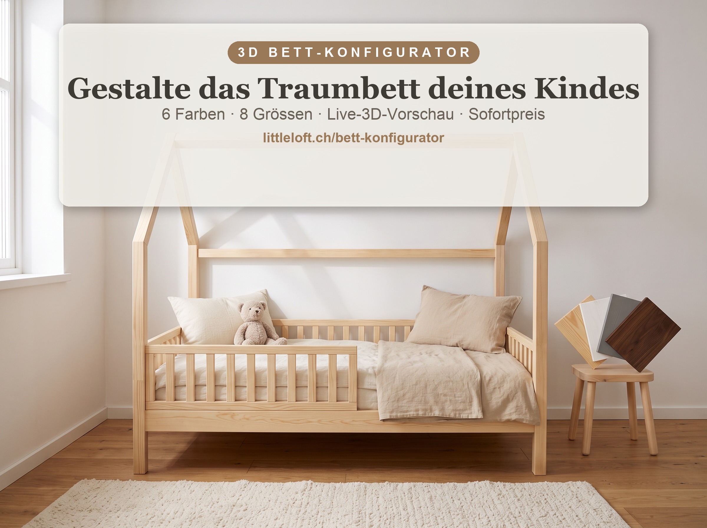 3D Bett-Konfigurator — gestalte das Traumbett deines Kindes