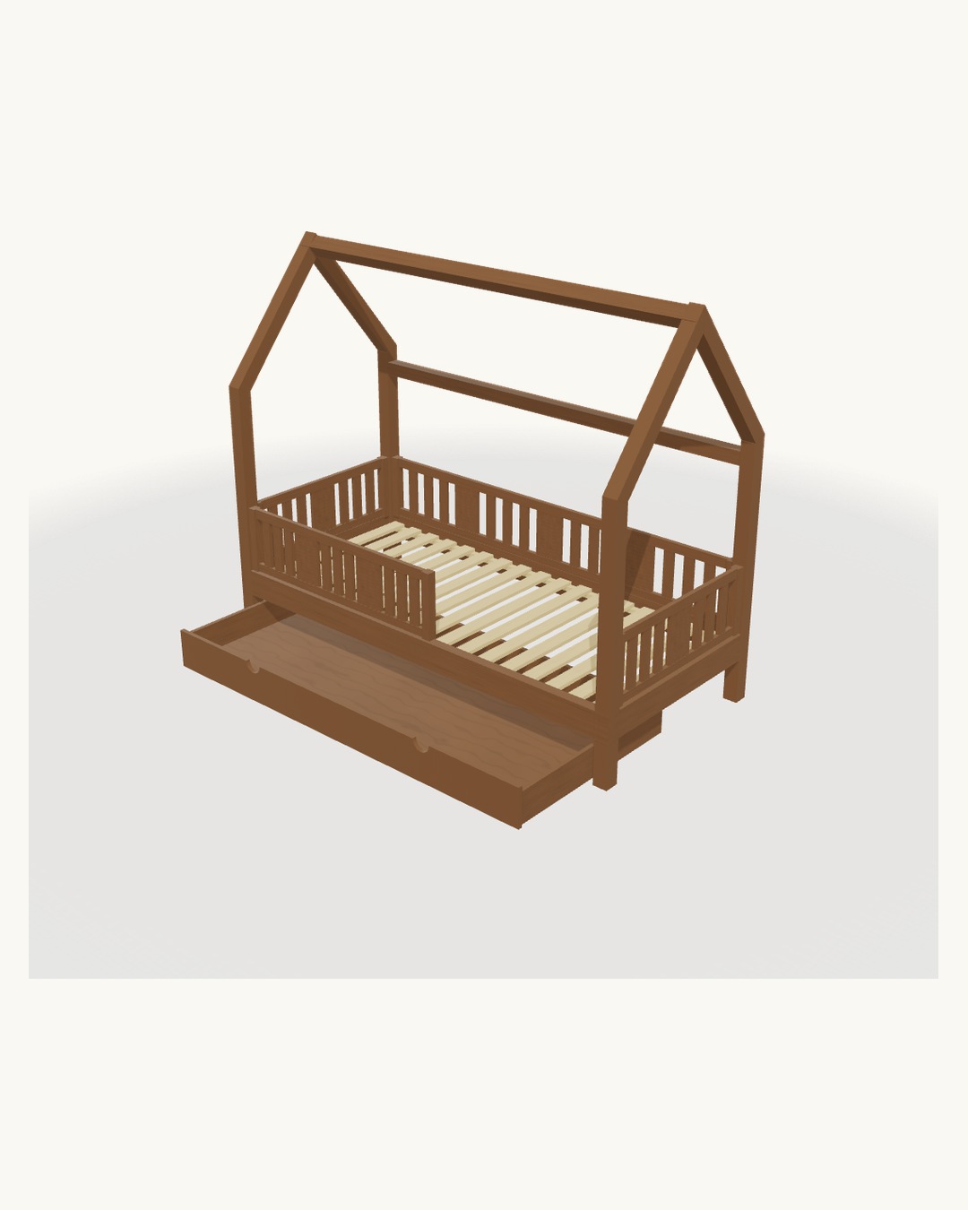 3D Bett-Konfigurator &mdash; Hausbett mit Schublade