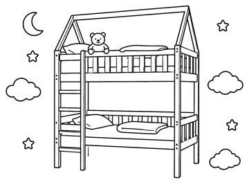 Ausmalbild: Kinderbett zum Ausmalen