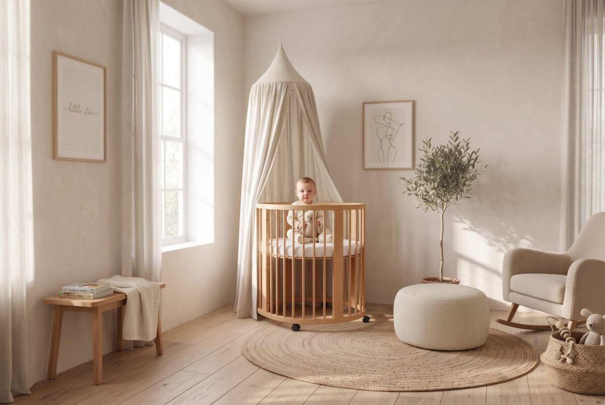 Babybett NOVA 7in1 – im Alltag Kind im Babybett NOVA 7in1