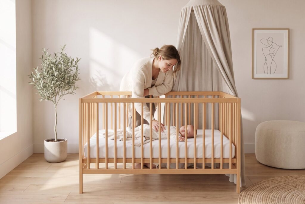 Babybett VERA mit Eltern und Kind