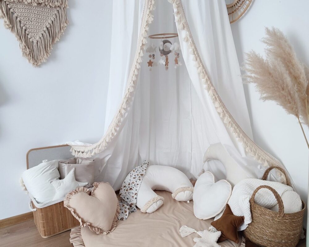 Boho-Baldachin aus Baumwolle – zur Deckenmontage