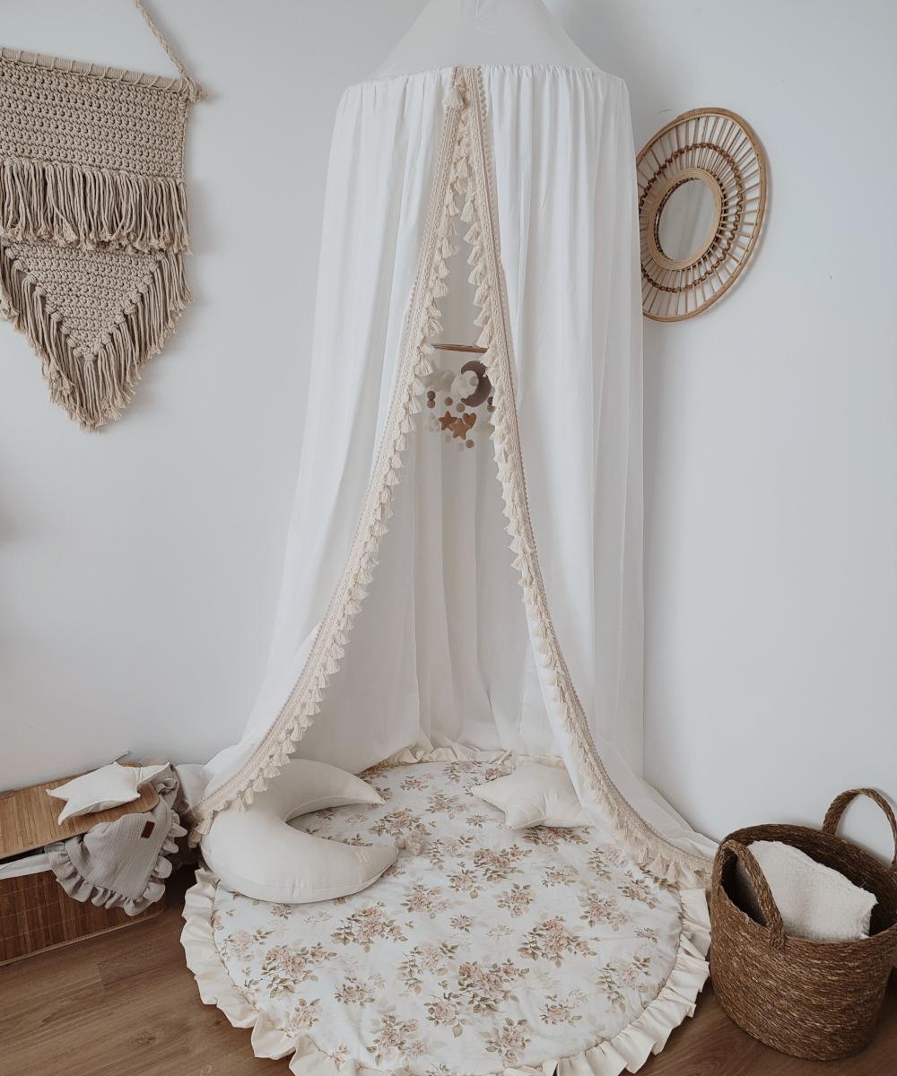 Boho-Baldachin aus Baumwolle – zur Deckenmontage – Creme Boho-Baldachin aus Baumwolle – zur Deckenmontage – Creme