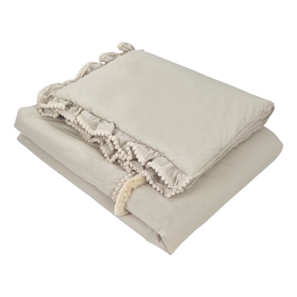 Boho-Bettwäsche mit Fransen – Decke und Kissen – Beige Boho-Bettwäsche mit Fransen – Decke und Kissen – Beige