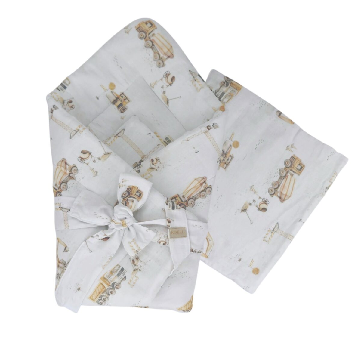 2-in-1 Einschlagdecke 75 × 75 cm mit Kissen 35 × 35 cm – Baustelle