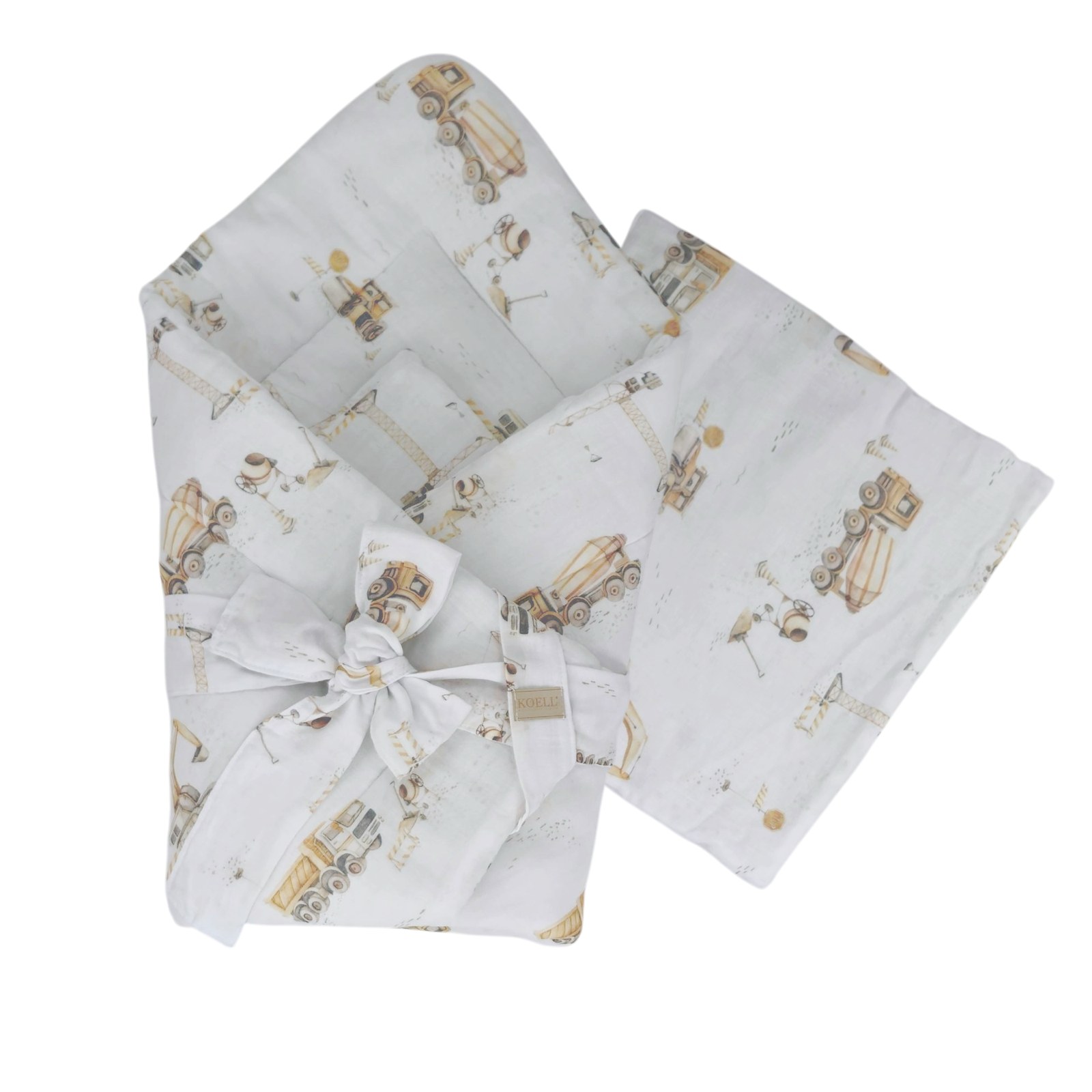 2-in-1 Einschlagdecke 75 × 75 cm mit Kissen 35 × 35 cm – Baustelle