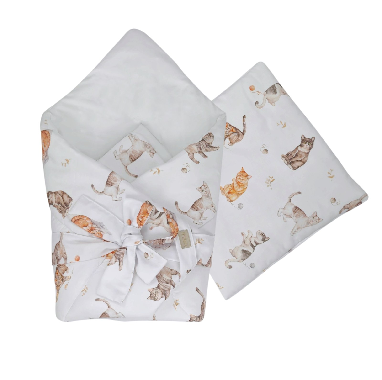 2-in-1 Einschlagdecke 75 × 75 cm mit Kissen 35 × 35 cm – Kätzchen