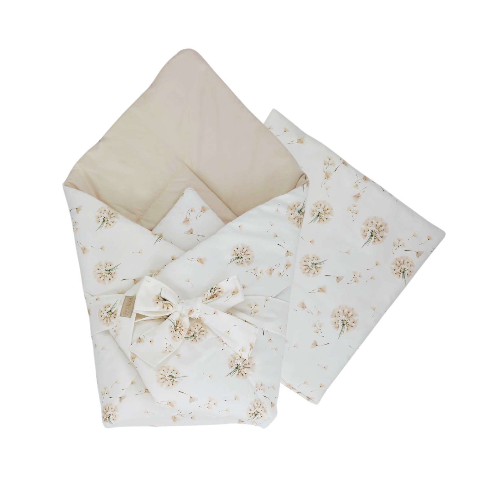 2-in-1 Einschlagdecke 75 × 75 cm mit Kissen 35 × 35 cm – Pusteblumen