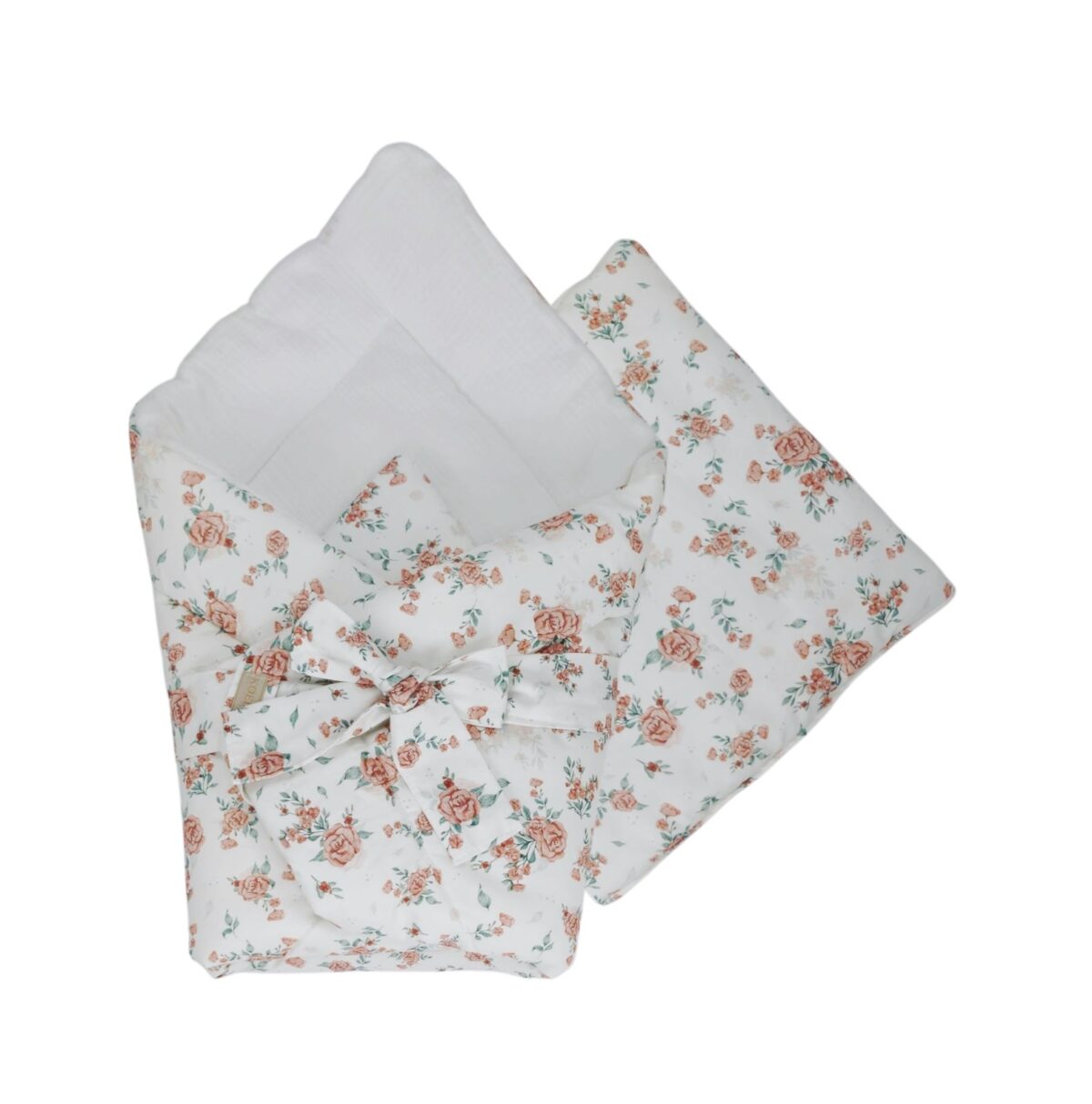 2-in-1 Einschlagdecke 75 × 75 cm mit Kissen 35 × 35 cm – Rosen