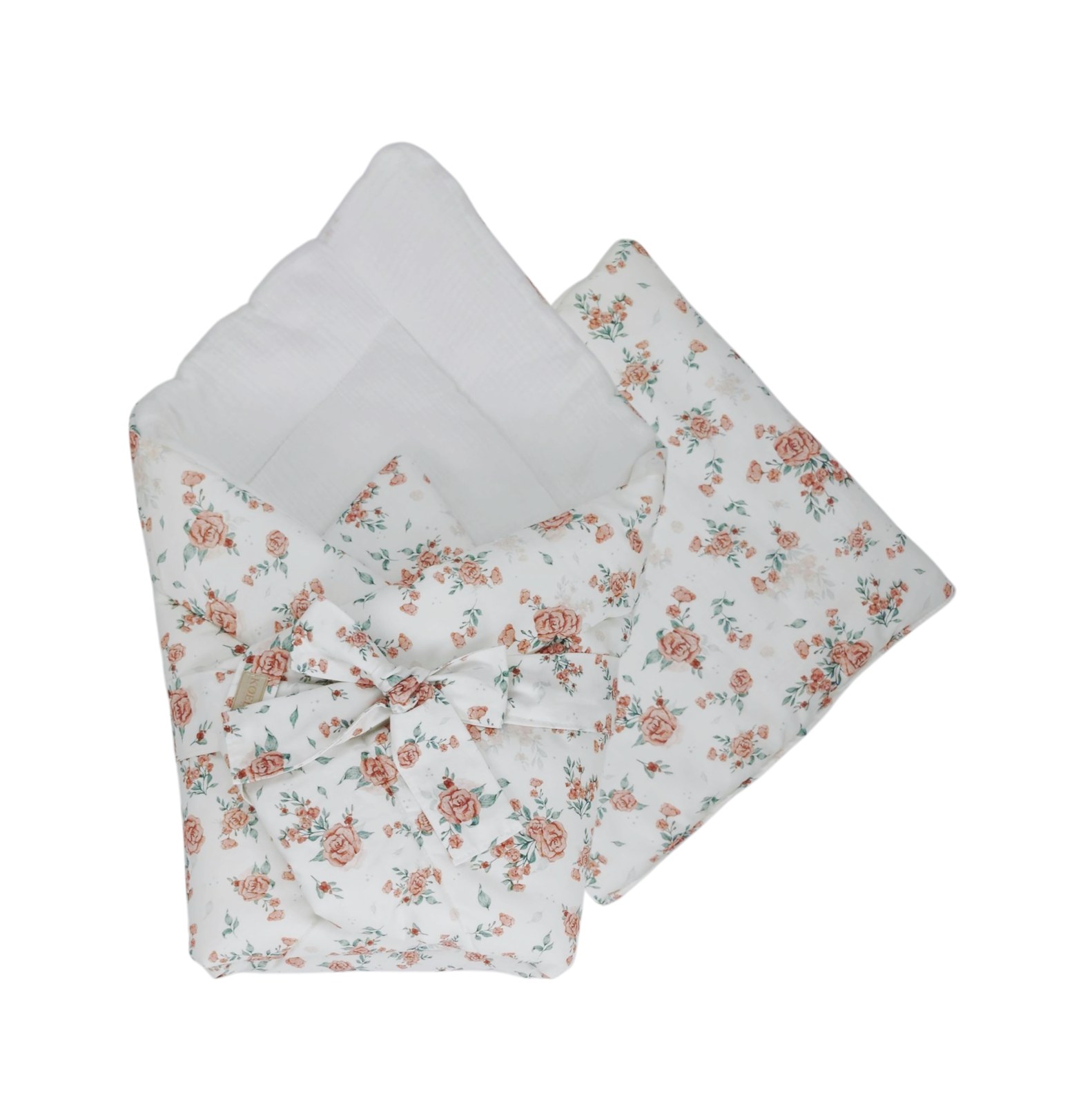 2-in-1 Einschlagdecke 75 × 75 cm mit Kissen 35 × 35 cm – Rosen