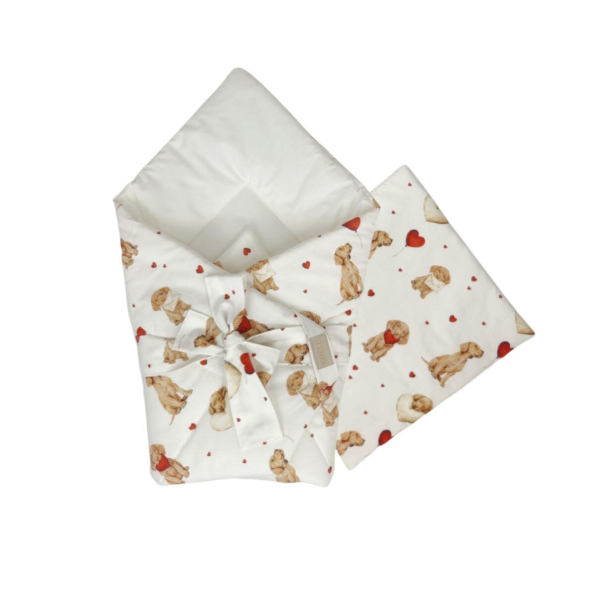 2-in-1 Einschlagdecke 75 × 75 cm mit Kissen 35 × 35 cm – Verliebt