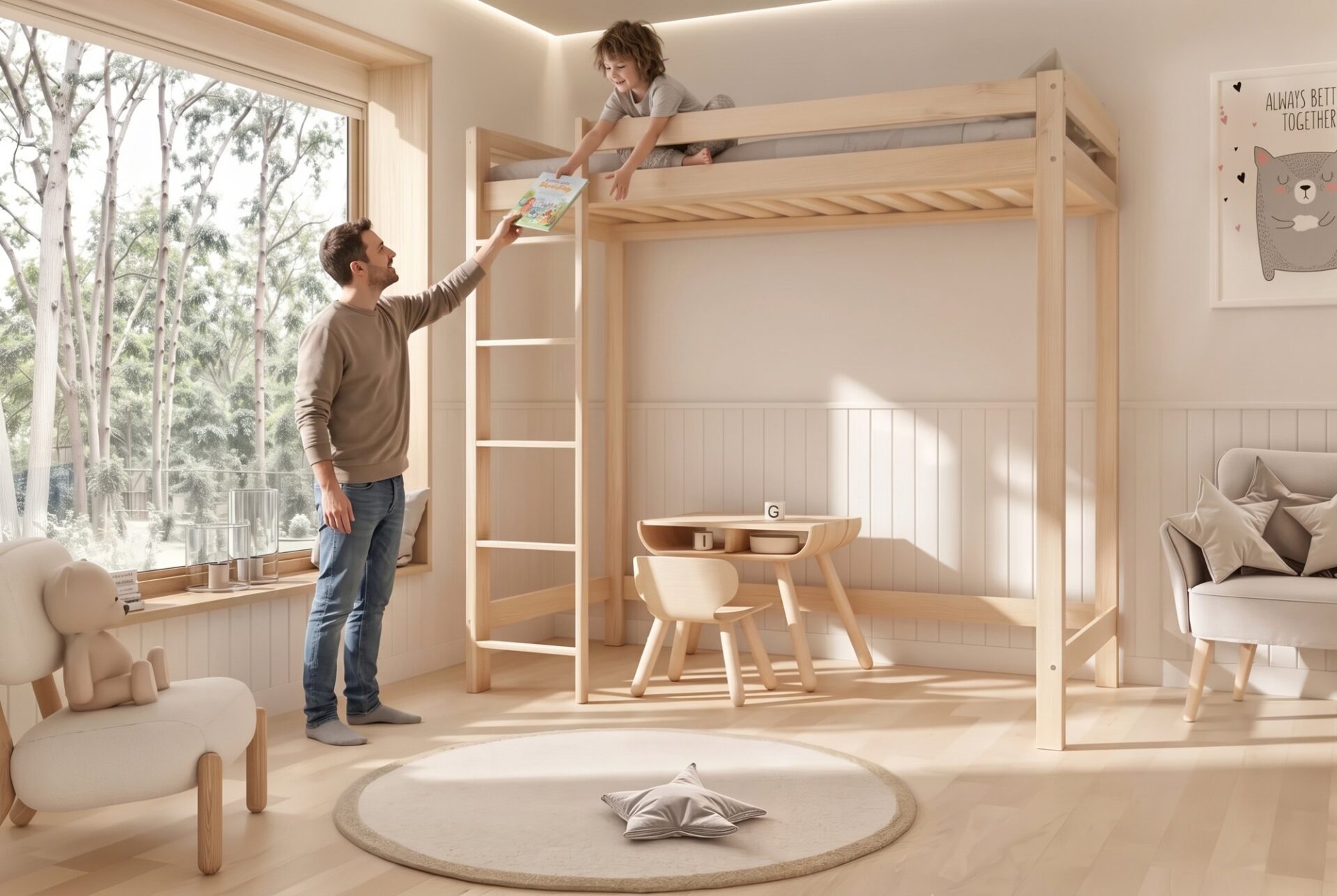 Etagenbett für Kinder AVELA 180cm mit Eltern und Kind