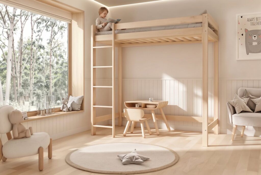 Kind im Etagenbett für Kinder AVELA 180cm