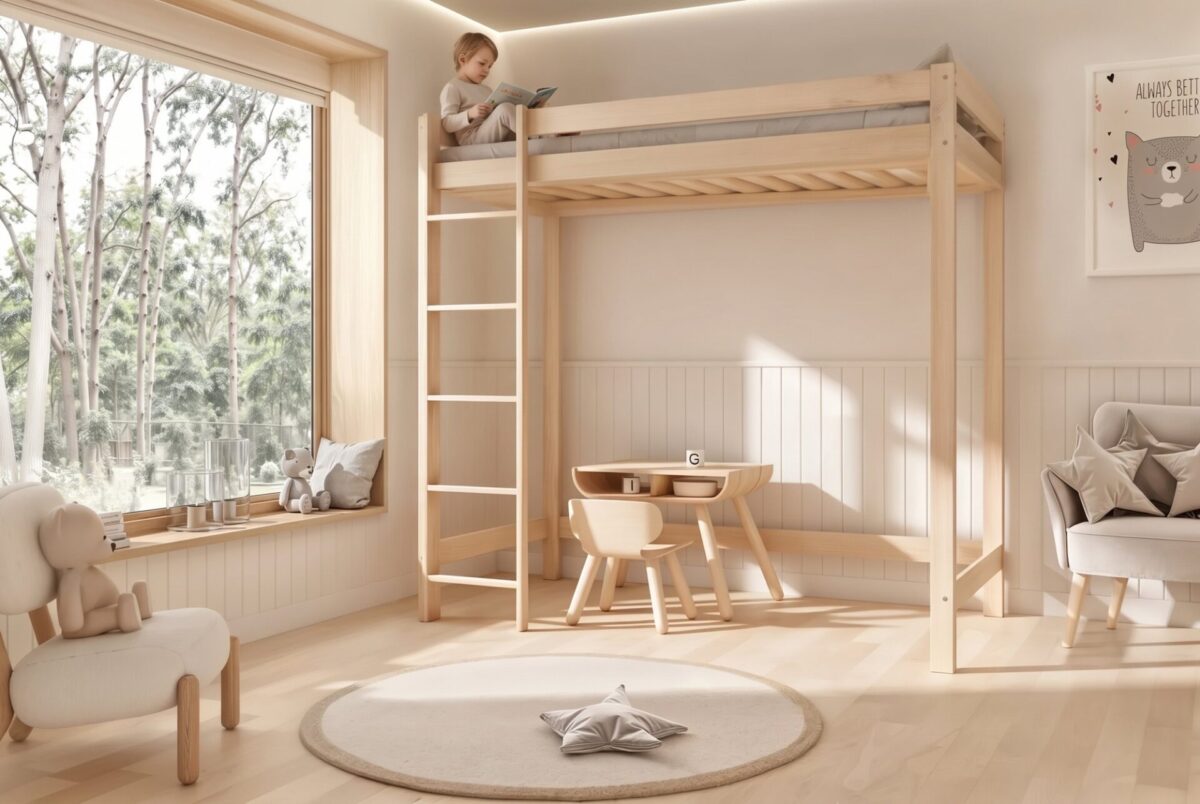 Kind im Etagenbett für Kinder AVELA 180cm