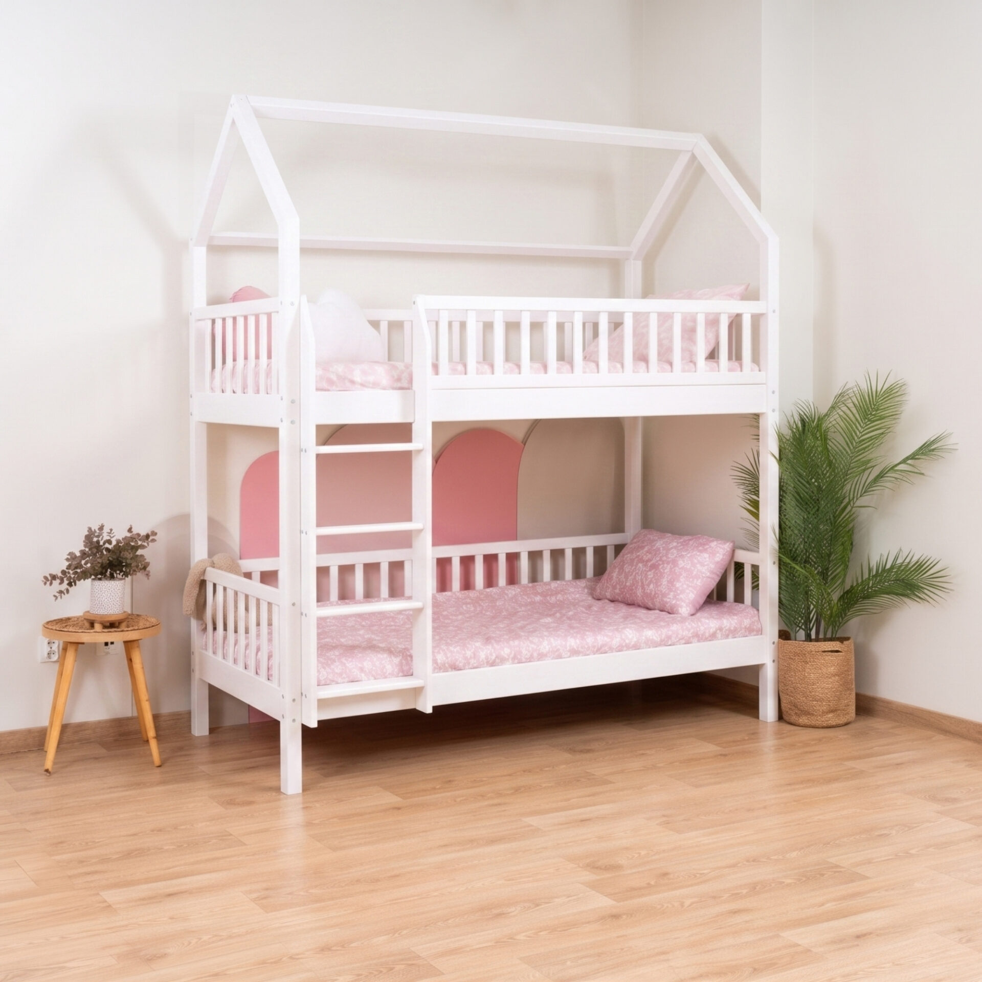 Etagenbett für Kinder KOSMO Long aus Kiefernholz, Weiss
