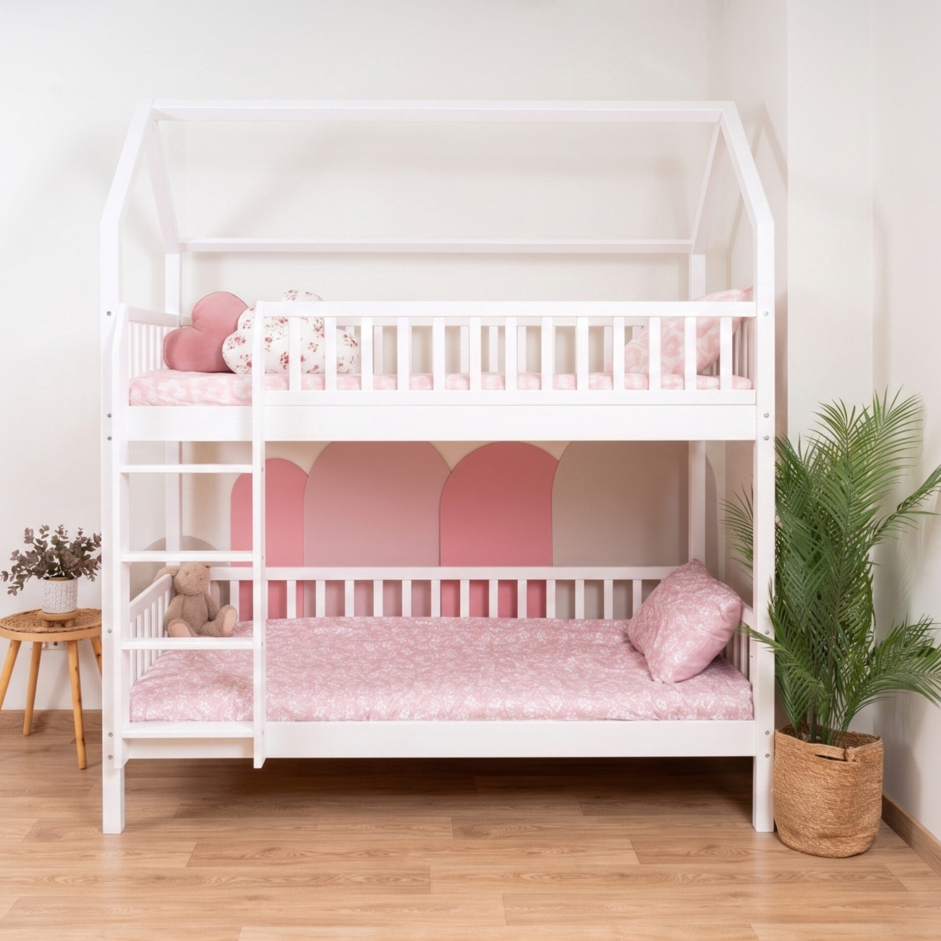 Etagenbett für Kinder KOSMO Long aus Kiefernholz, Weiss