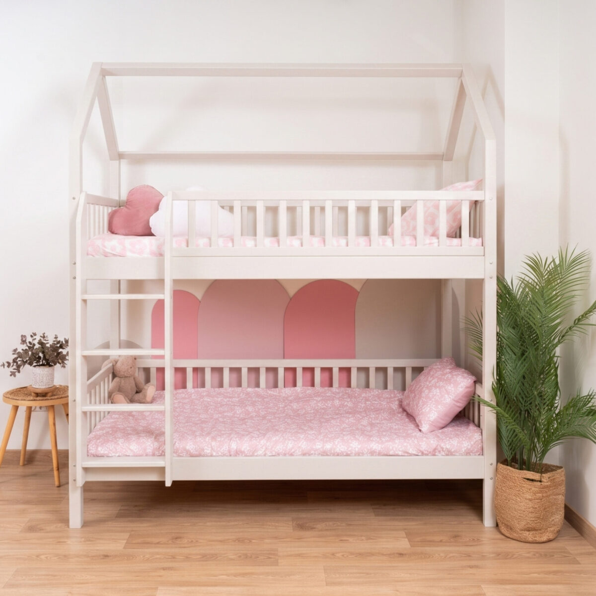 Etagenbett für Kinder KOSMO Long aus Kiefernholz, Kaschmir
