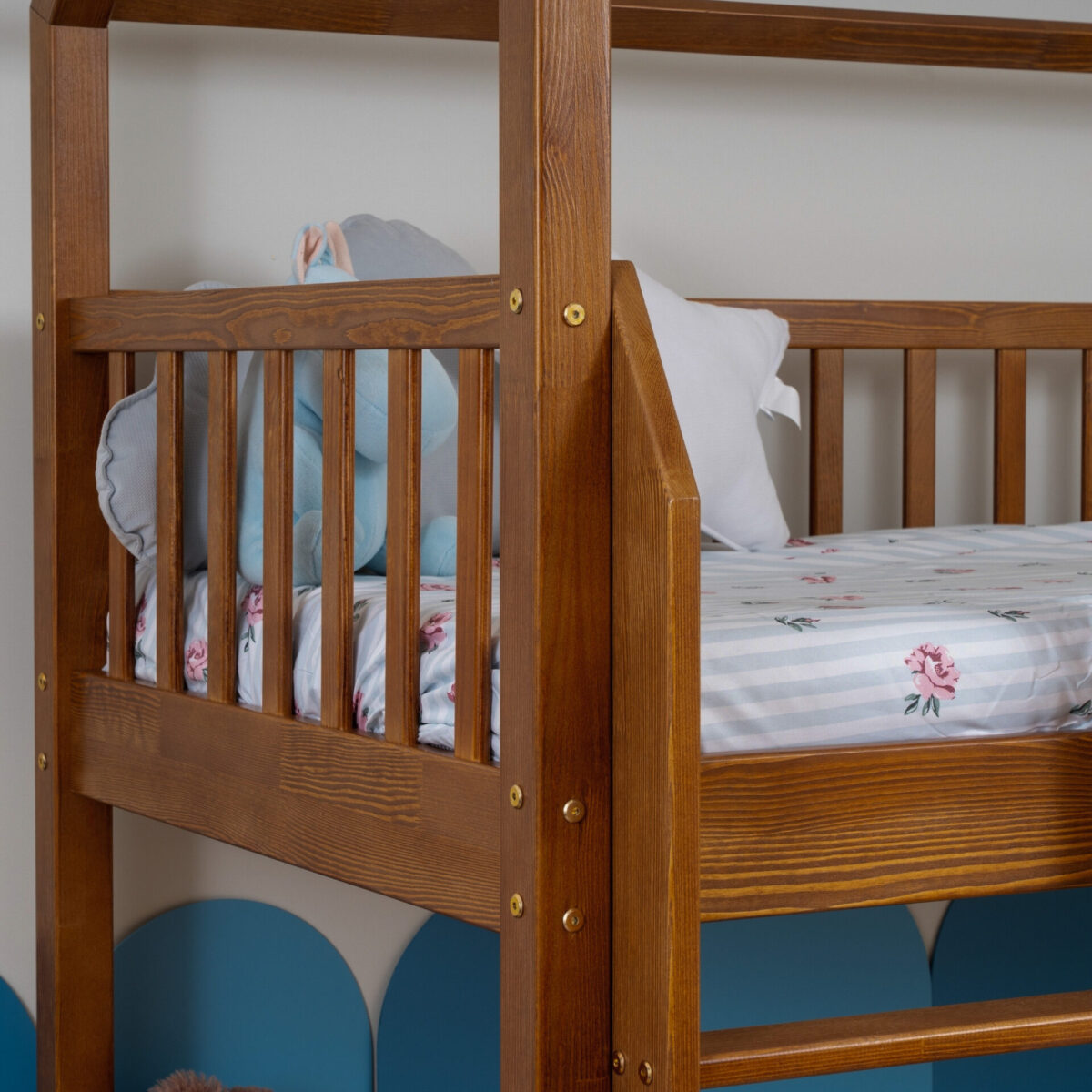 Etagenbett für Kinder KOSMO Long aus Kiefernholz, Retro
