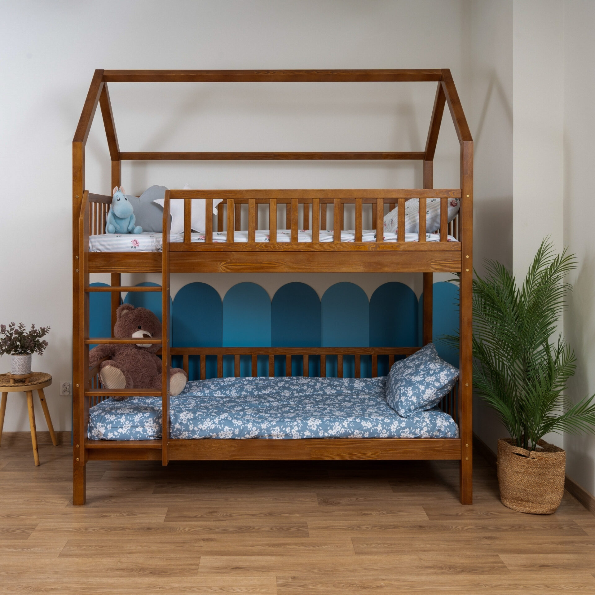Etagenbett für Kinder KOSMO Long aus Kiefernholz, Retro