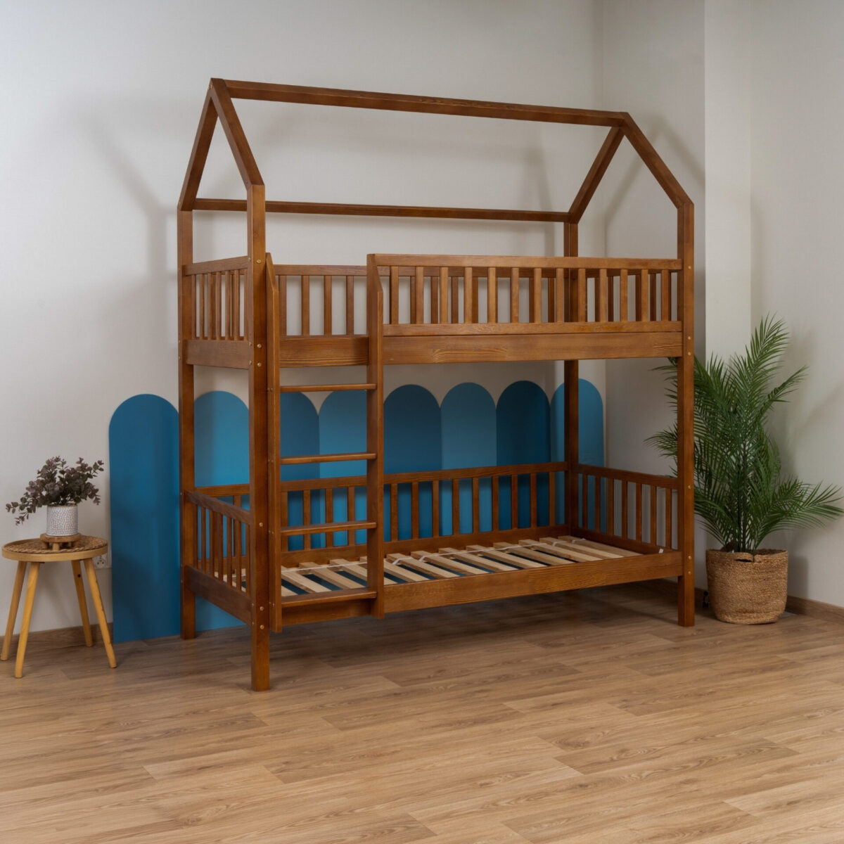 Etagenbett für Kinder KOSMO Long aus Kiefernholz, Retro