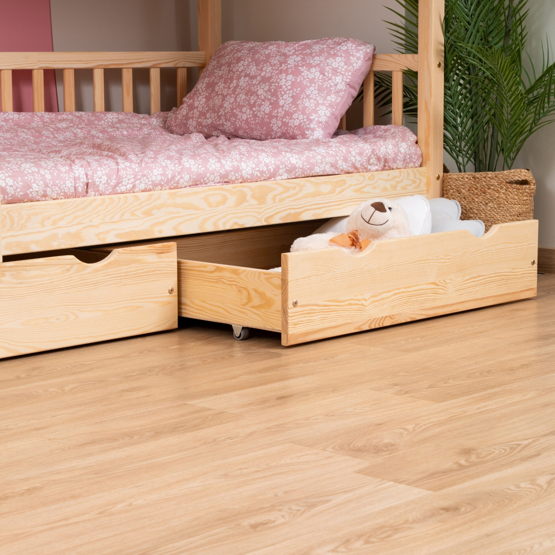 Etagenbett für Kinder KOSMO Long aus Kiefernholz, Kiefer natur