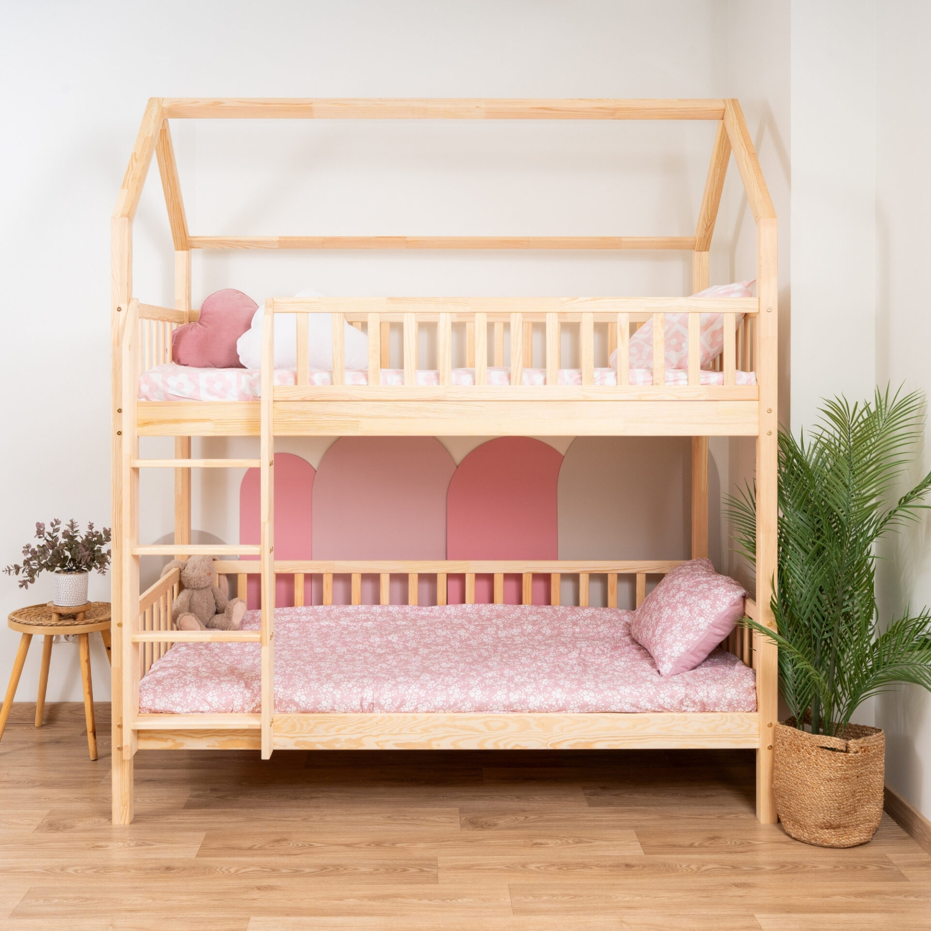 Etagenbett für Kinder KOSMO Long aus Kiefernholz, Kiefer natur