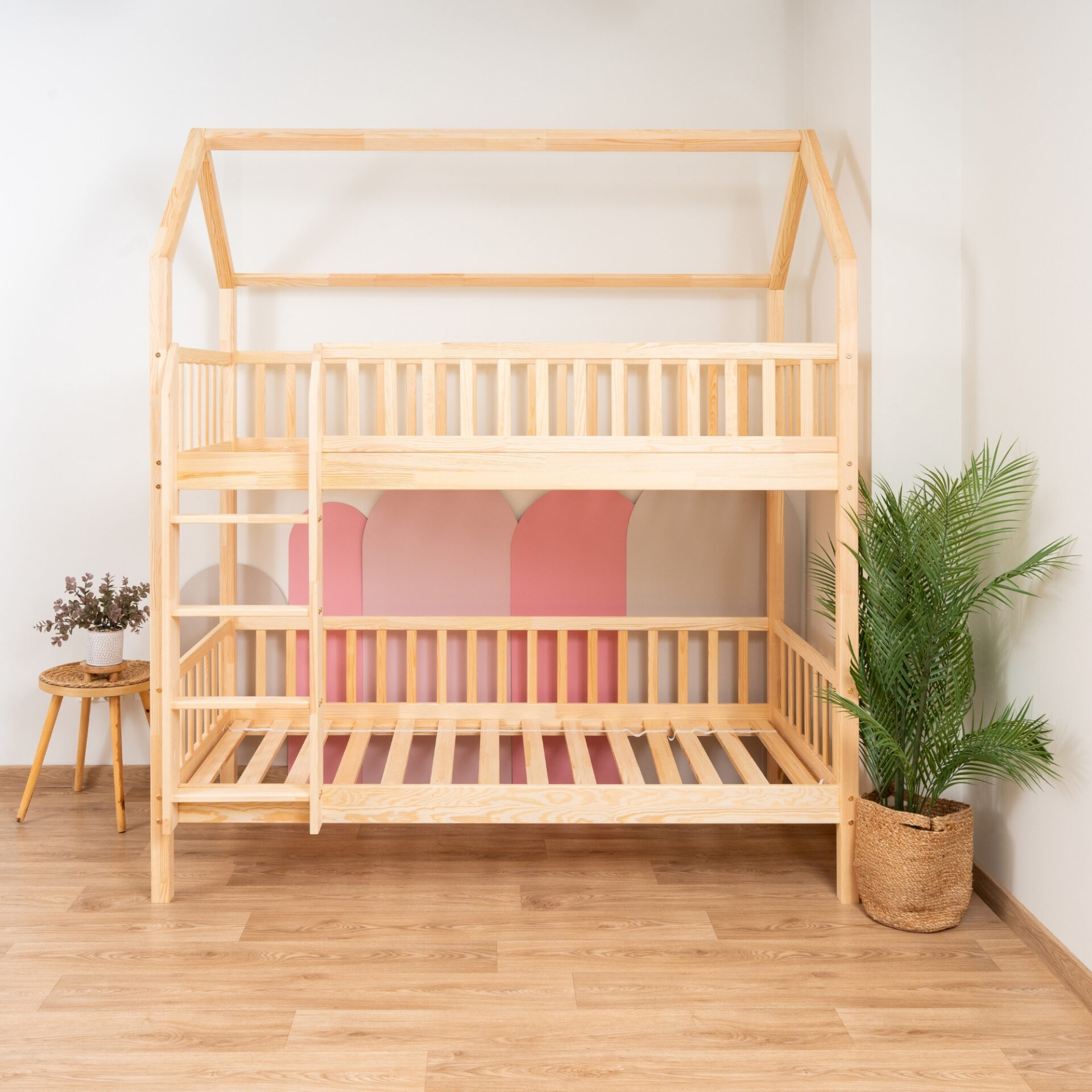 Etagenbett für Kinder KOSMO Long aus Kiefernholz, Kiefer natur