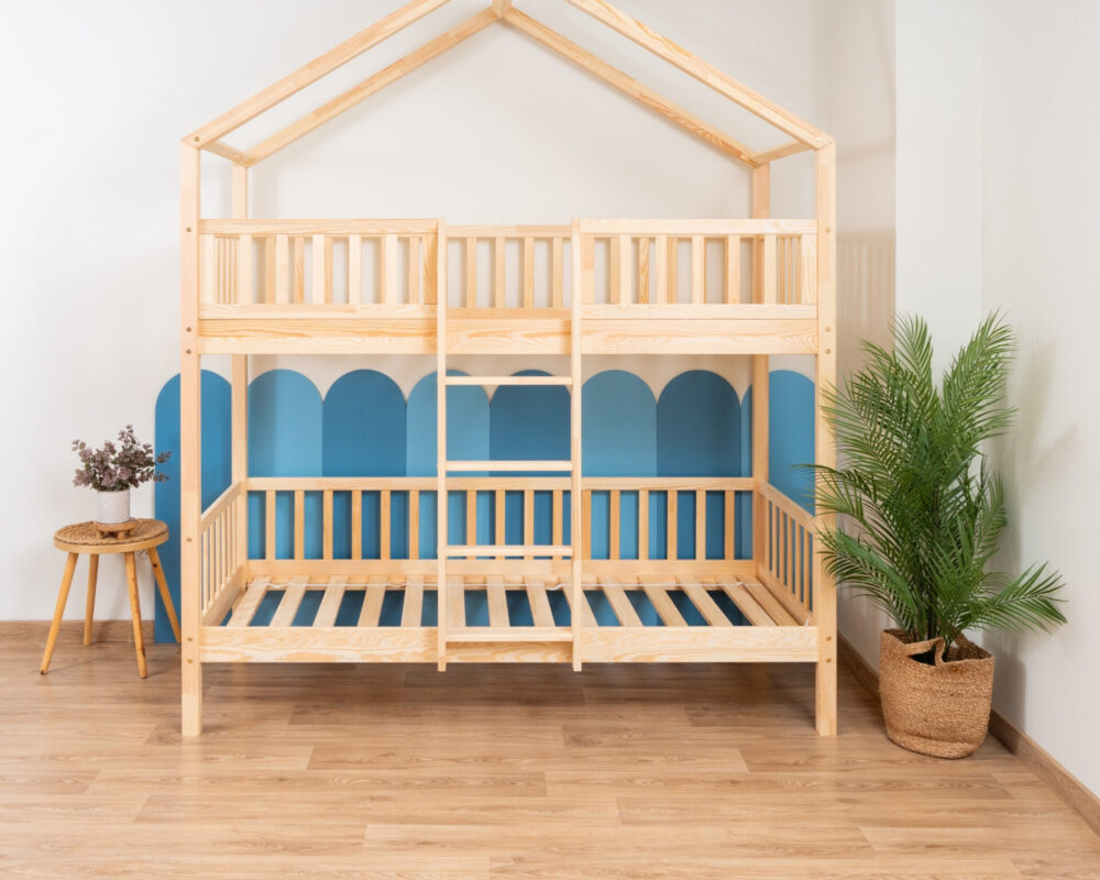 Etagenbett für Kinder KOSMO Short aus Kiefernholz, Kiefer natur