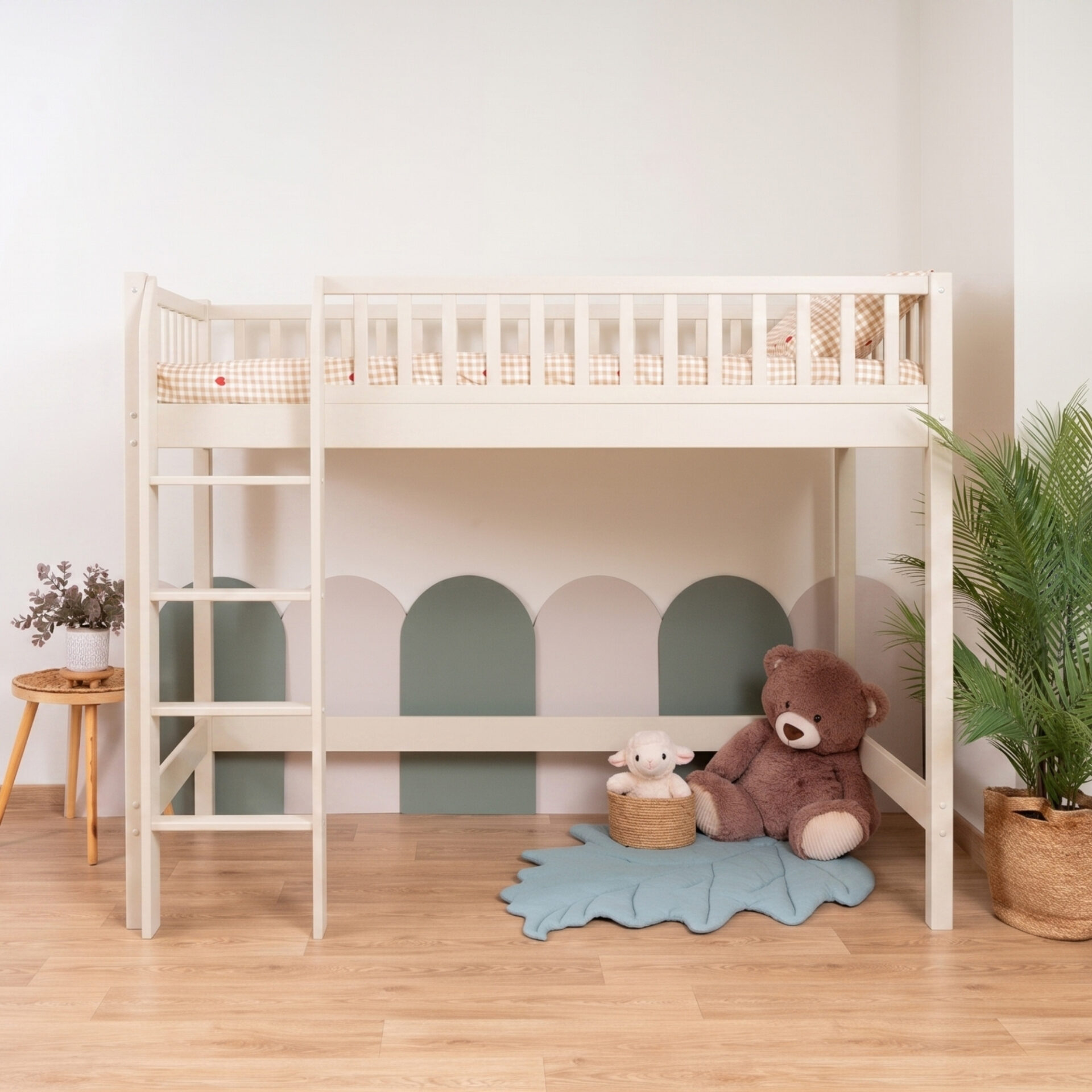 Hochbett KOSMO aus Kiefernholz, Kaschmir