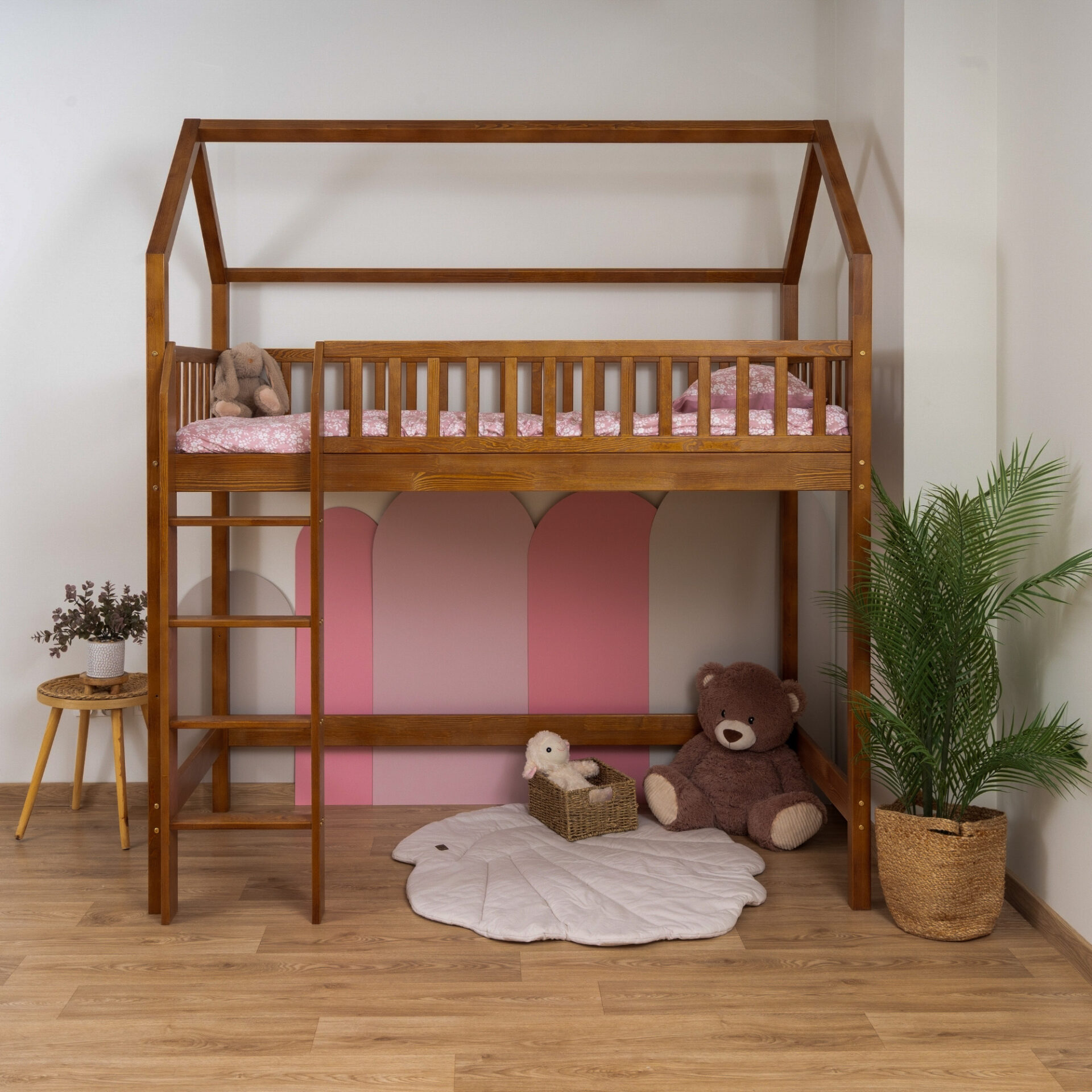 Hochbett KOSMO Long aus Kiefernholz, Retro