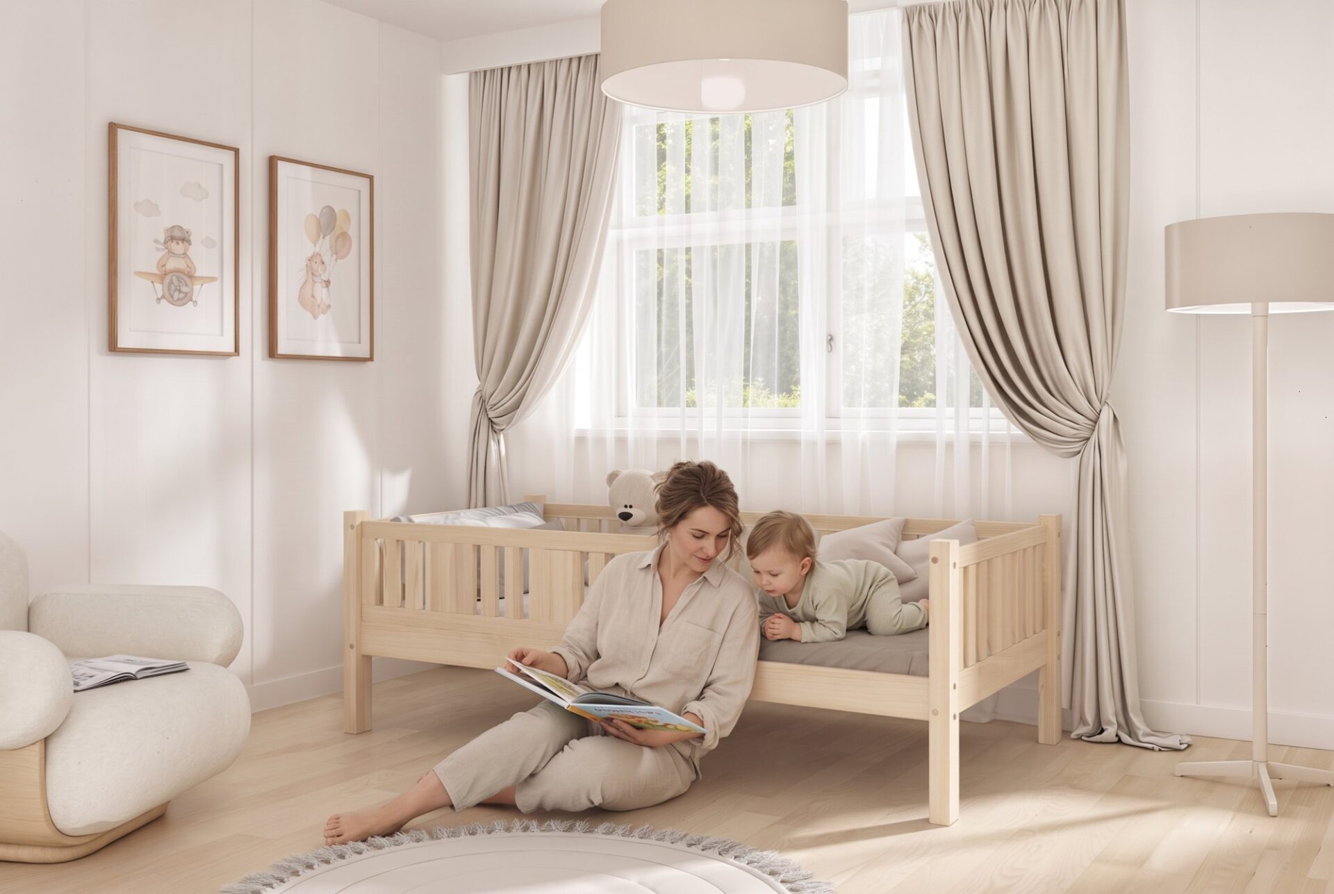 Kinderbett NIKO mit Eltern und Kind