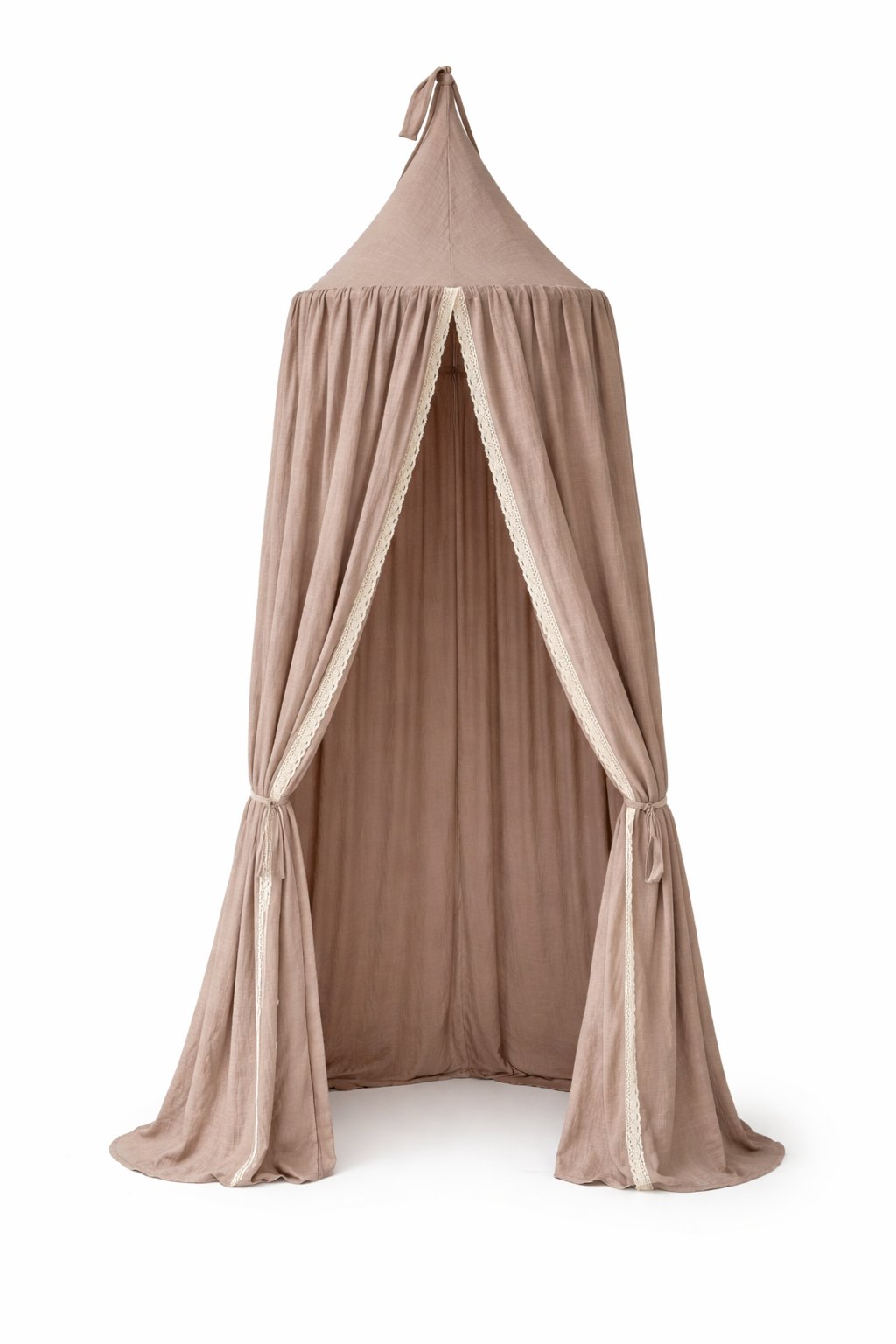 Musselin-Baldachin mit Spitze – zur Deckenmontage – Beige Musselin-Baldachin mit Spitze – zur Deckenmontage – Beige