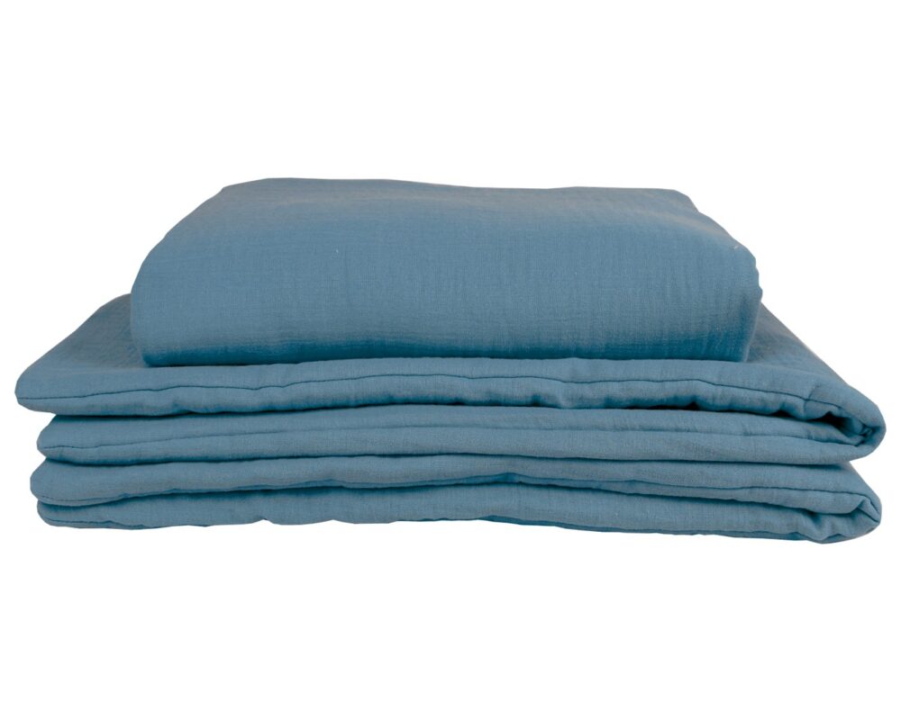 Musselin-Bettwäsche mit Füllung – Jeansblau