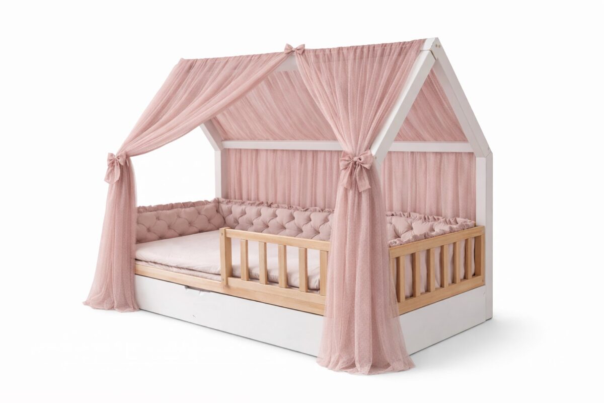 Tüll-Vorhang für das Hausbett – Altrosa Tüll-Vorhang für das Hausbett – Altrosa