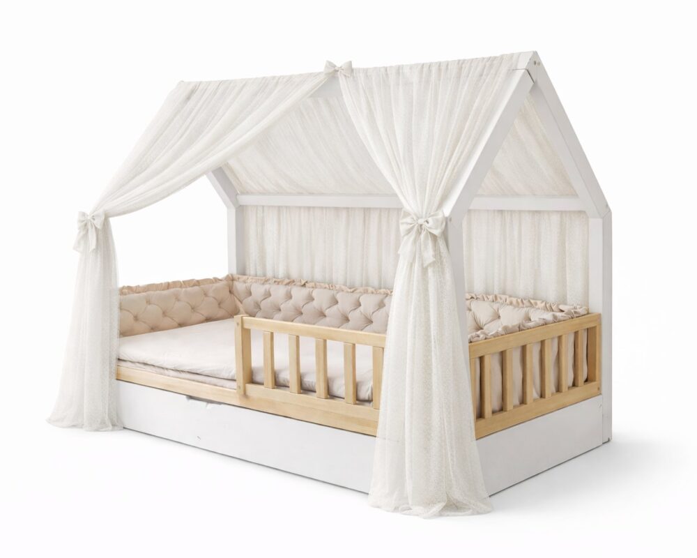 Tüll-Vorhang für das Hausbett – Cremeweiss