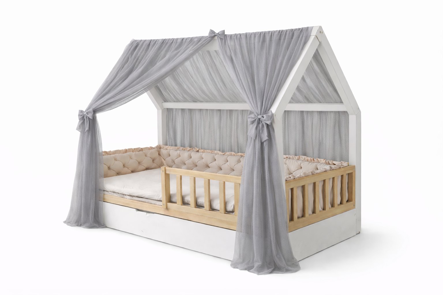 Tüll-Vorhang für das Hausbett – Stahlgrau Tüll-Vorhang für das Hausbett – Stahlgrau