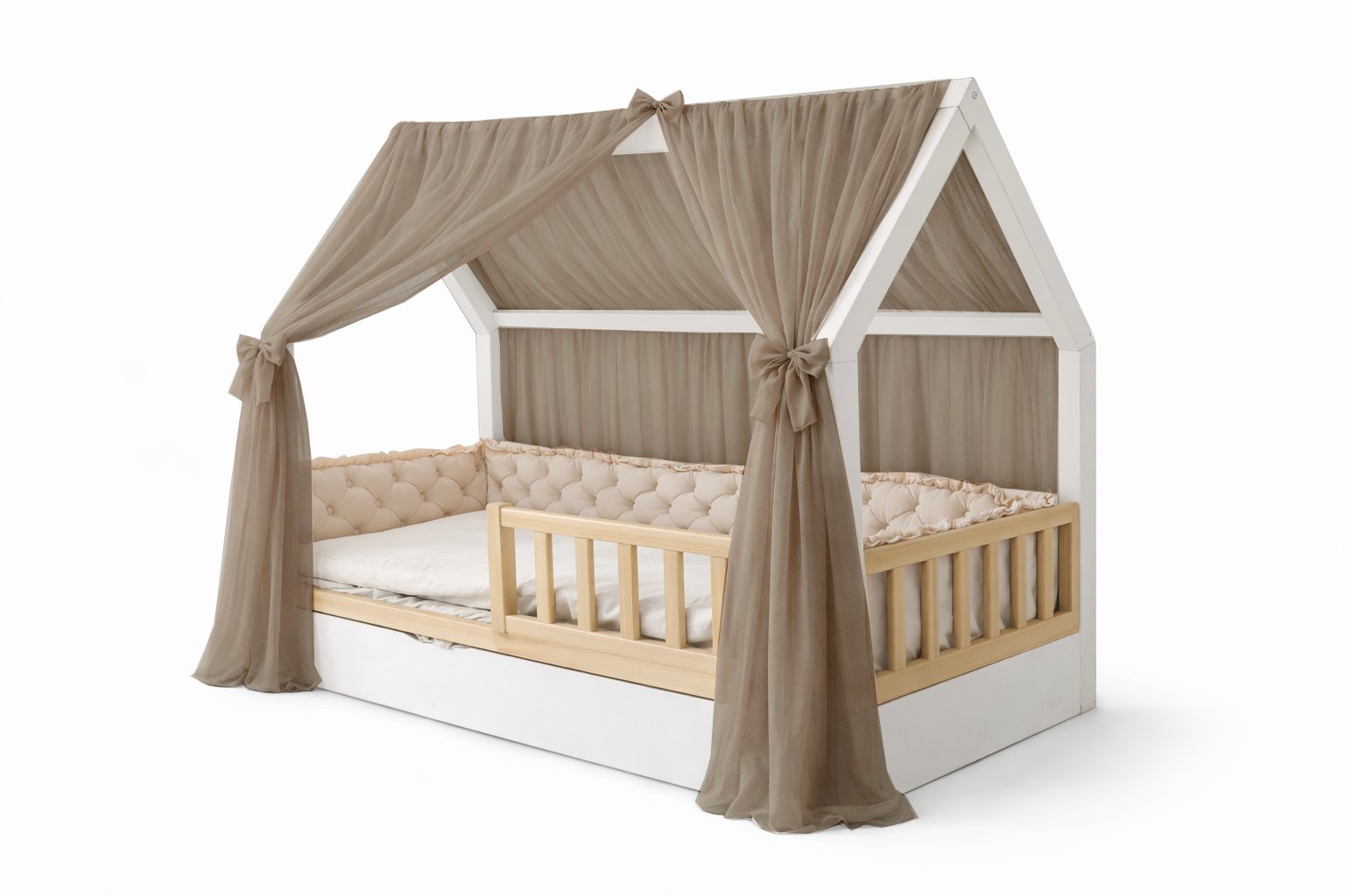Tüll-Vorhang für das Hausbett – Taupe Tüll-Vorhang für das Hausbett – Taupe