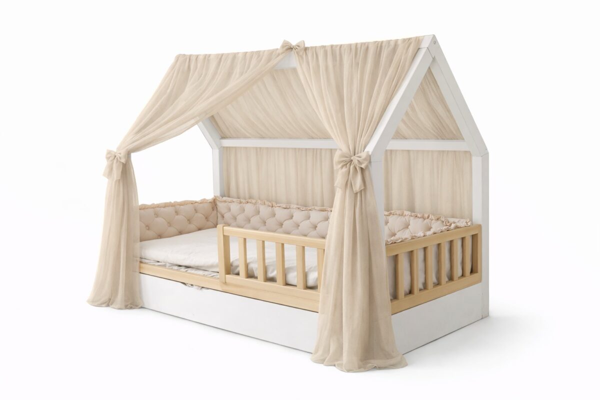 Tüll-Vorhang für das Hausbett – Warmes Beige Tüll-Vorhang für das Hausbett – Warmes Beige